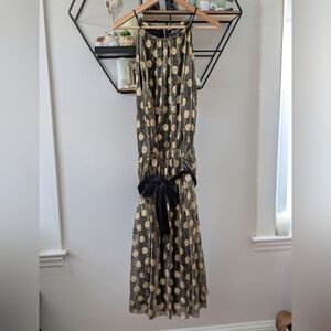 Anthropologie Plus Gold Halter Dress